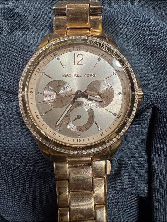Michael Kors Accessories - Michael Kors Rose Gold Crystal Bezel Chronograph Watch